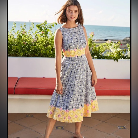 Boden Deborah midi dress Renaissance Blue Size 8L - Picture 1 of 10